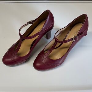 ANTONIO MELANI Burgundy T-Strap Heels